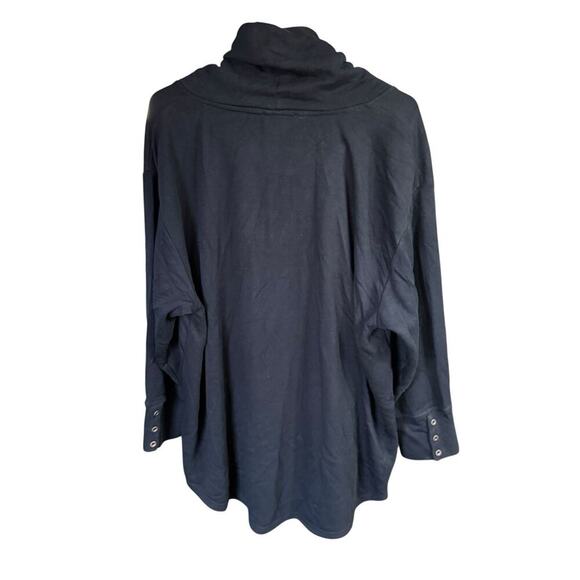 Jane And Delancey Top 2X Black Cowl Neck Button Relaxed Oversized Lagenlook NWT - Picture 3 of 9